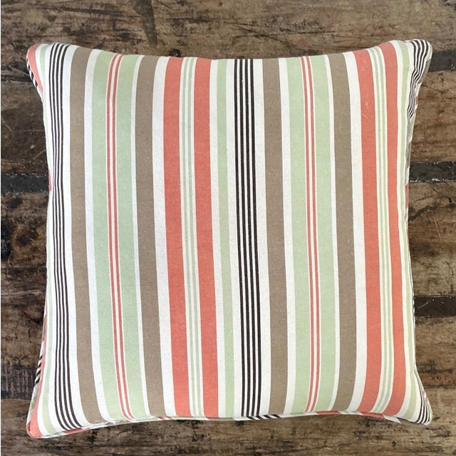 Vintage Tilton Fenwick for Duralee Striped Cotton Throw Pillow For Sale - Image 11 of 14