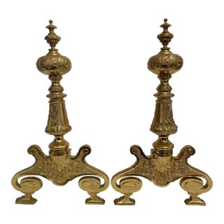 Brass Rococo Revival Andirons For Sale