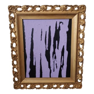 Original Contemporary Spilled Lavender Painting Signed P. Greenwood, Framed For Sale