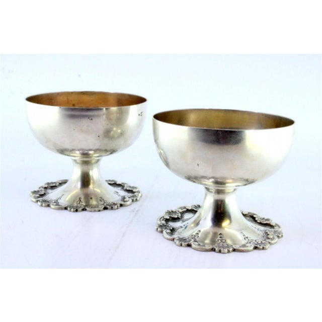 Silver Champagne Glasses with Base Reliefs and Shells, Set of 2 For Sale - Image 6 of 7