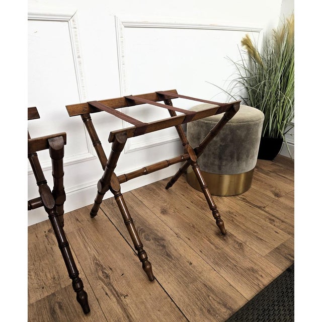 Vintage Italian Foldable Luggage Racks Stands, 1970s, Set of 2 For Sale - Image 6 of 9