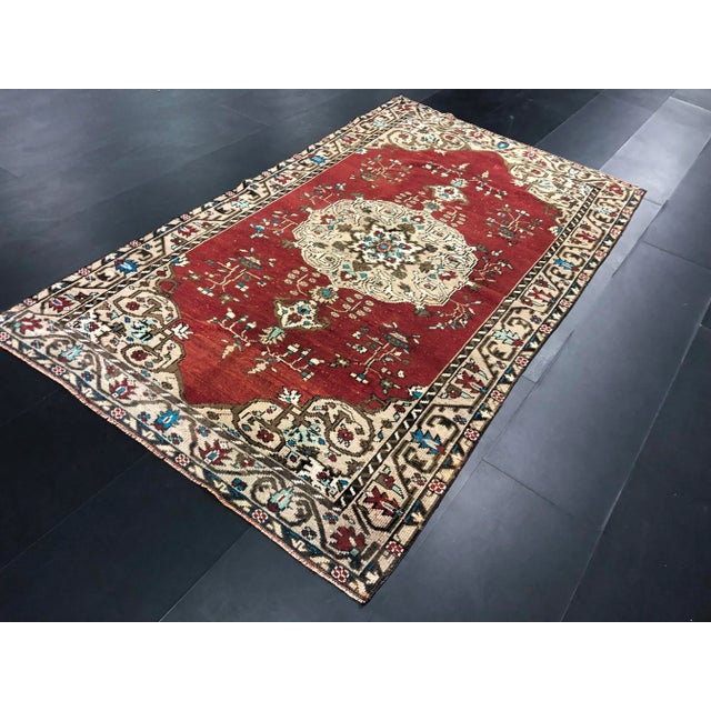 Handmade wool rug in Turkish Anatolia , Vintage Oushak Rug,Turkish Vintage Anatolian Rug, Handmade wool Rug . One Of Kind...