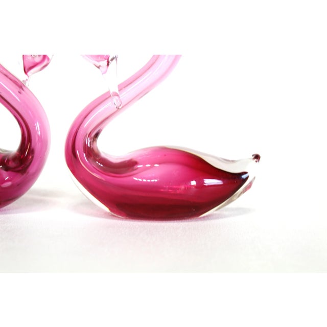 Vintage Pair Hand Thrown Pink Swans For Sale In Miami - Image 6 of 8