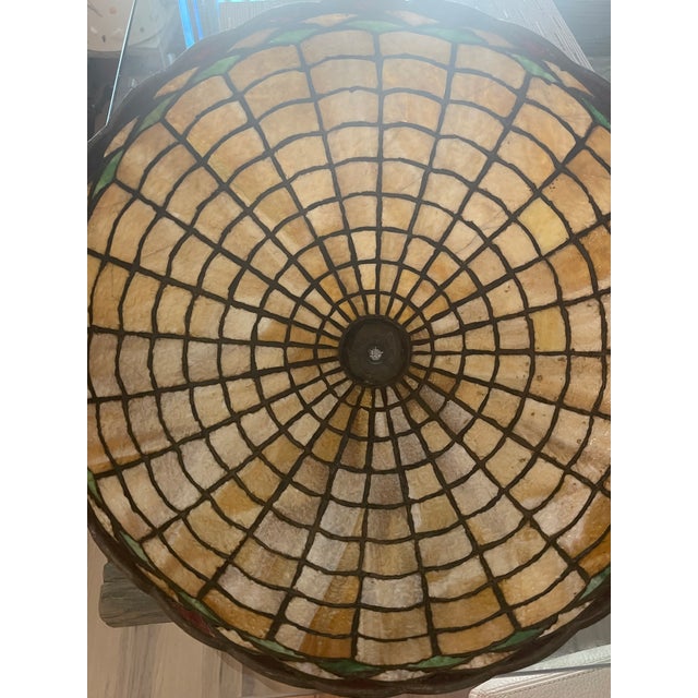 Antique Tiffany Studios Style Bronze Glass Lamp Numbered For Sale - Image 11 of 11