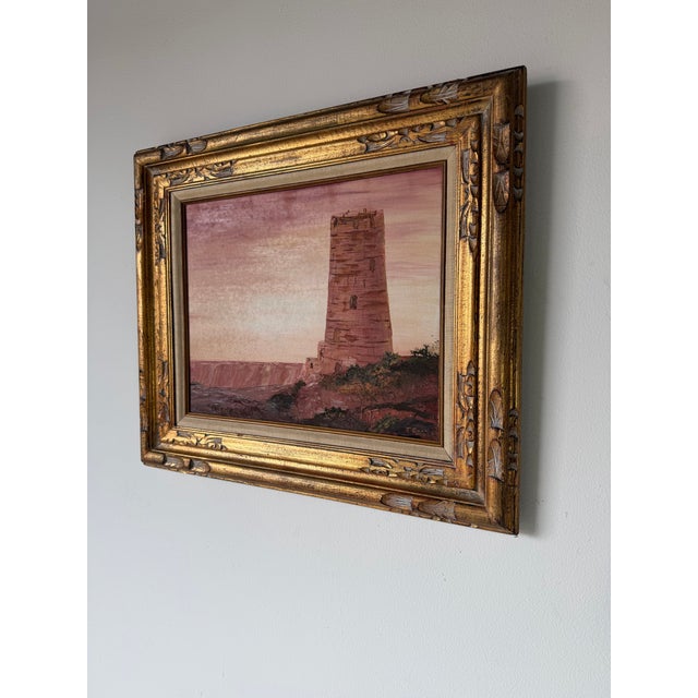 1975 T. Cook Grand Canyon Watchtower Landscape Oil on Canvas Painting, Framed For Sale - Image 4 of 12