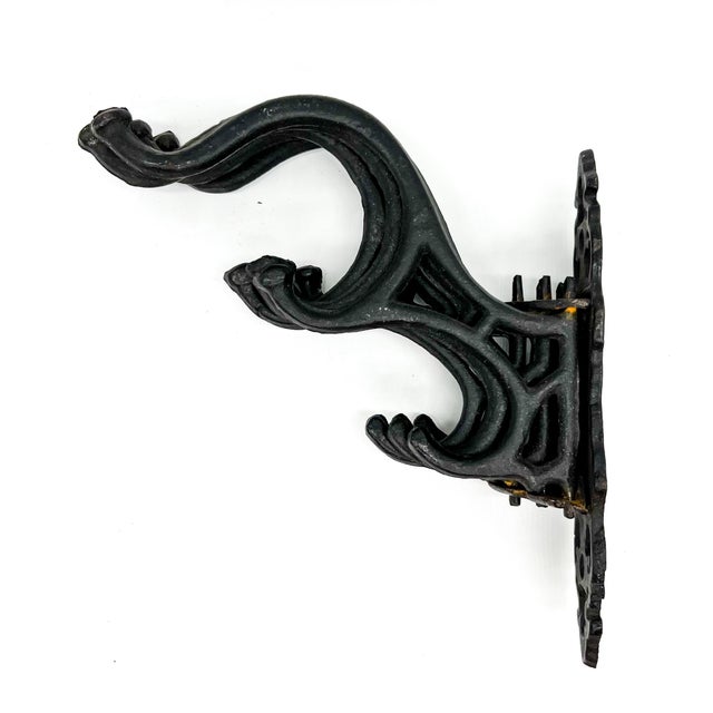 Victorian Vintage Black Cast Iron Swivel Wall Hook Rack – Victorian Style With 15 Folding Hooks For Sale - Image 3 of 9