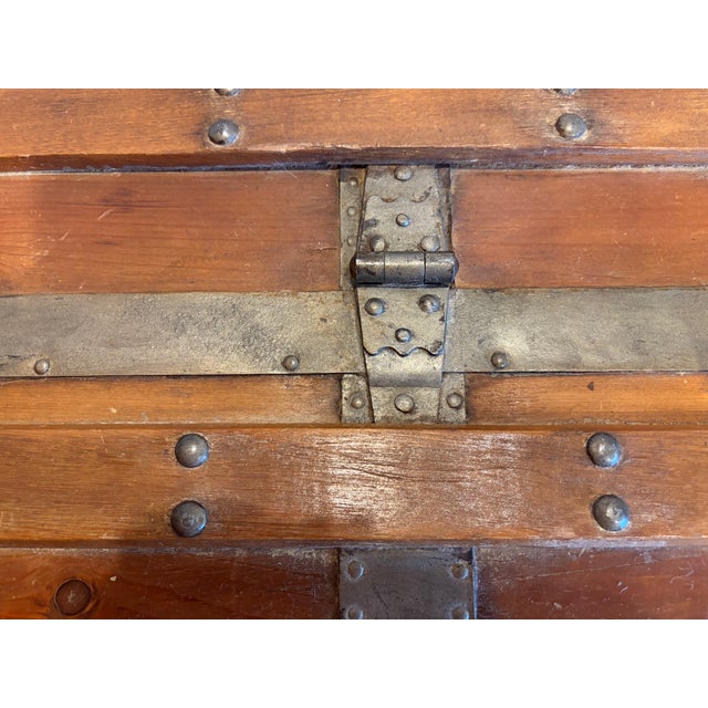 French Country Antique French Trunk, Very Old, Fabulous Patina, Original Pewter Hardware For Sale - Image 3 of 6