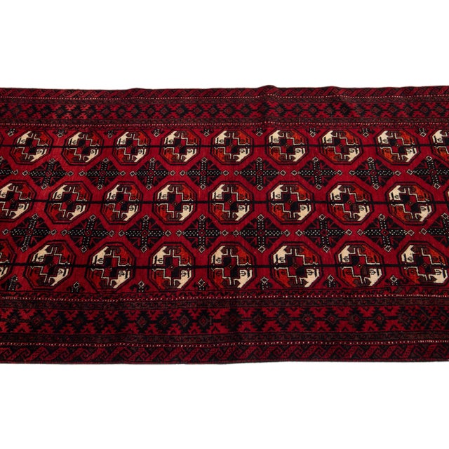 1920s Red Antique Handmade Persian Turkmen Wool Rug With Geometric Motif For Sale In New York - Image 6 of 7