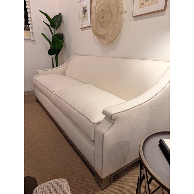 Wesley Hall Furniture Wesley Hall Ivory Sofa With Wood Base For Sale - Image 4 of 7
