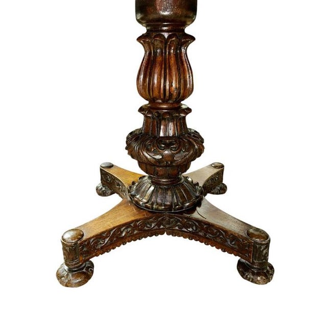 Wood Antique Burmese Round Dining Table in Carved Hardwood, 1840 For Sale - Image 7 of 10