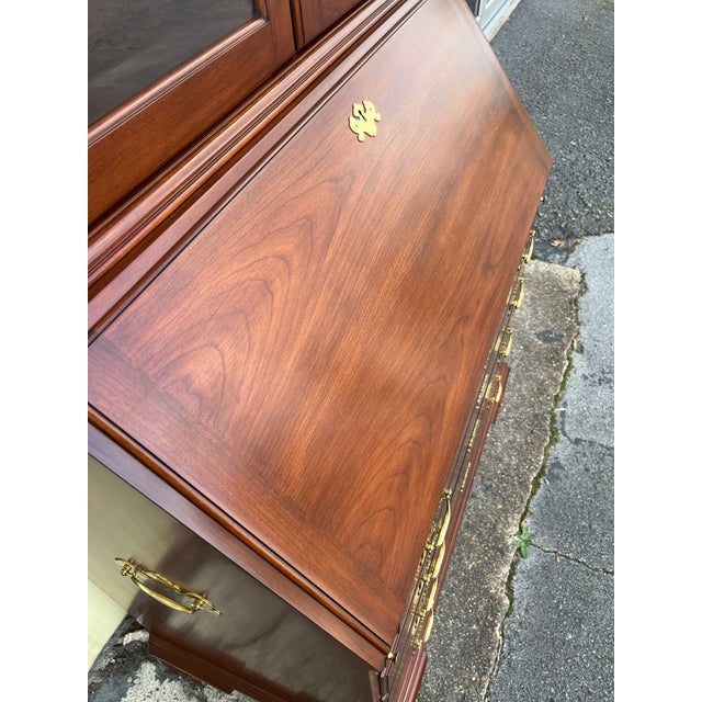Late 20th Century Henkel Harris Cherry Hancock Secretary Bookcase For Sale - Image 6 of 11