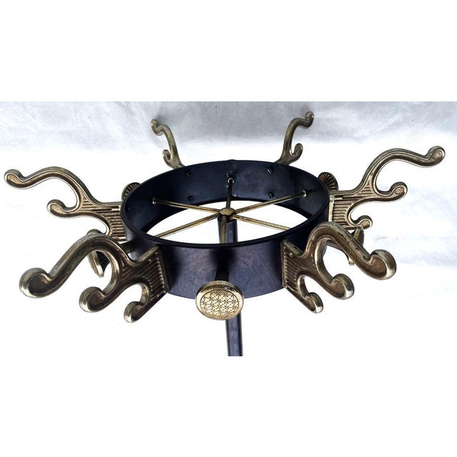 Mid-Century Modern Brass and Black Metal Coat Stand in the style of Jacques Adnet, 1950s For Sale - Image 13 of 18