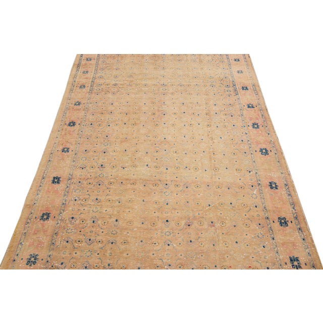 Persian Vintage Distressed Peach All Over Wool Rug For Sale - Image 3 of 7