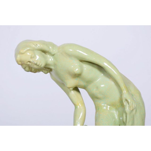 Vintage Art Deco Statue in Glazed Ceramic, 1940s For Sale - Image 4 of 11