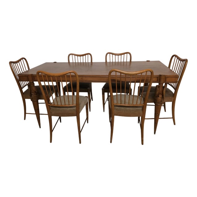 Table and Chairs attributed to Pierluigi Colli for Framar, 1950, Set of 7 For Sale