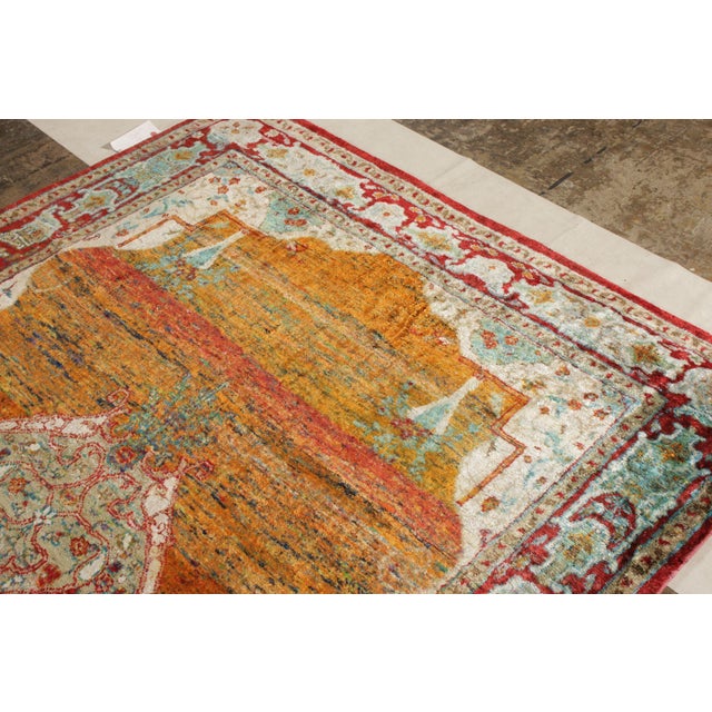 Rug & Kilim Rug & Kilim’s Classic Agra Style Rug in Orange-Red, Blue Medallion Pattern For Sale - Image 4 of 9