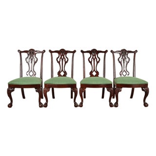 Thomasville Chippendale Carved Mahogany Dining Chairs, Set of Four For Sale