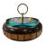 Vintage Mid-Century Wooden Box With Glass Lid & Brass Ring Handle For Sale