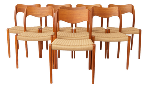 Danish Model 71 Chairs in Teak by Niels Otto Møller for J.L. Møllers, Set of 8