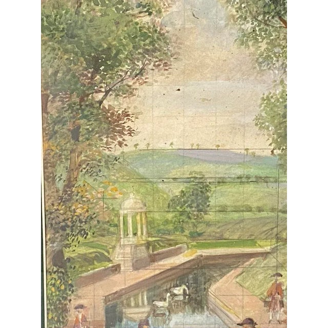 Vintage Impressionist Landscape Victorian Garden Watercolor Painting Richard Gabriel Chase For Sale - Image 4 of 7