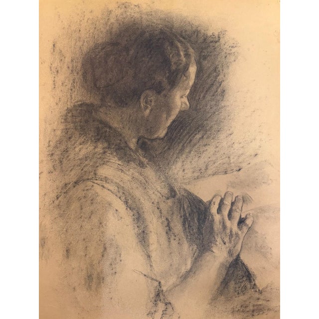 Heinrich Pforr (1880-1970), Silent Devotion, charcoal/paperback, approx. 41 x 31 cm. Heinrich Pforr is considered one of...