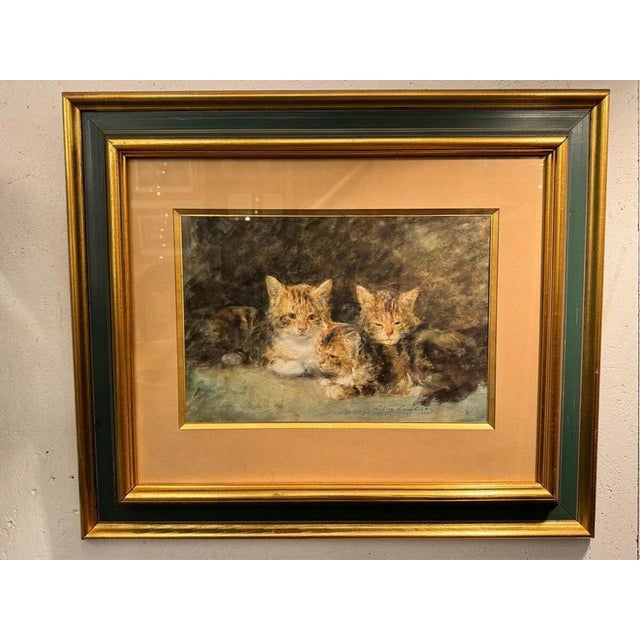 Eugène Louis Lambert, Cats, 19th Century, Watercolor and Gouache For Sale - Image 9 of 10