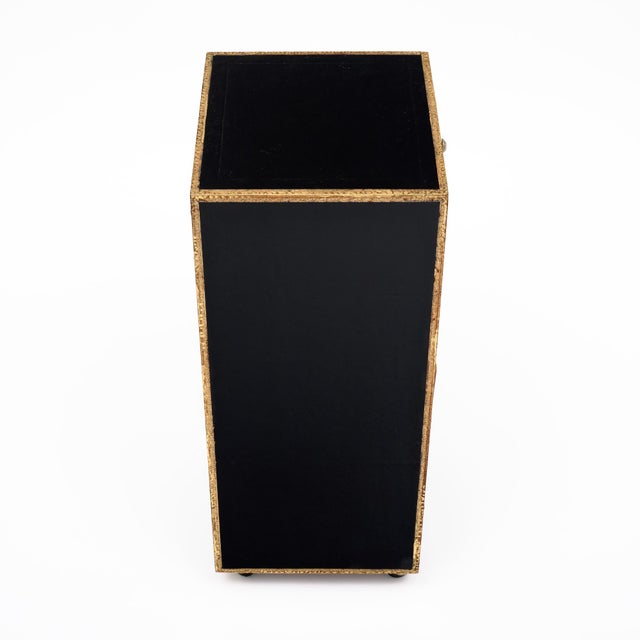 Black Vintage French Pair of Leather Covered Filing Cabinets, Casters For Sale - Image 8 of 10