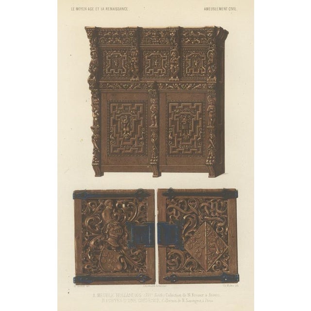 Dutch Carved Cabinet and Credence Doors, 1851, Paper For Sale - Image 9 of 9