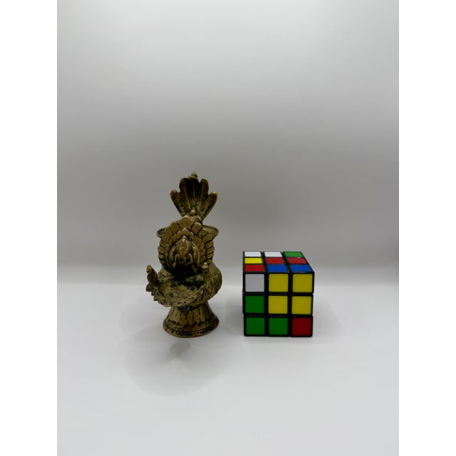 Metal Vintage Himalayan Brass Sukunda-Style Ritual Oil Lamp With Bird Motif For Sale - Image 7 of 7
