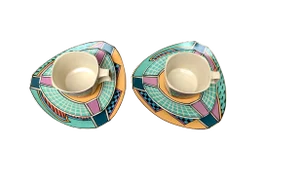 Postmodern Flash One Series Coffee Service Plates, Cups, Saucers by Dorothy Hafner for Rosenthal, 1980s, Set of 6