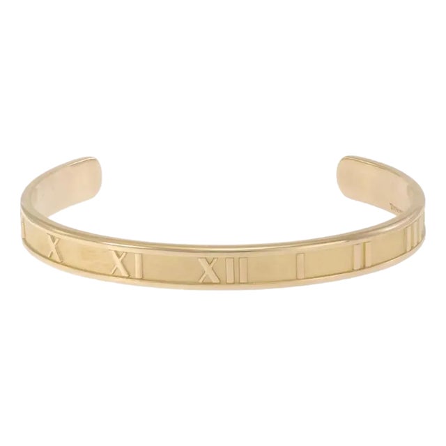 Tiffany & Co. Atlas Bracelet 18k Yellow Gold Roman Numeral Cuff For Sale