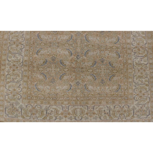 Antique Persian Tabriz Rug in Wool With Floral Design in Blue, Tan, Taupe, Cream For Sale - Image 4 of 12