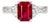 14K White Gold Antique 3 Stone Ruby Diamond Ring Estate Jewelry For Sale