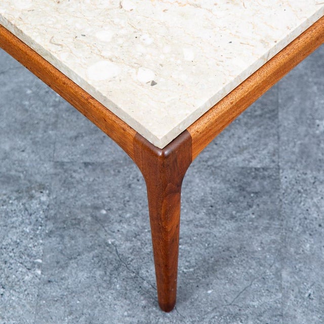 Mid Century Modern End Tables Attributed to Lane Side Nightstand Set Pair Marble Square MCM For Sale - Image 11 of 12