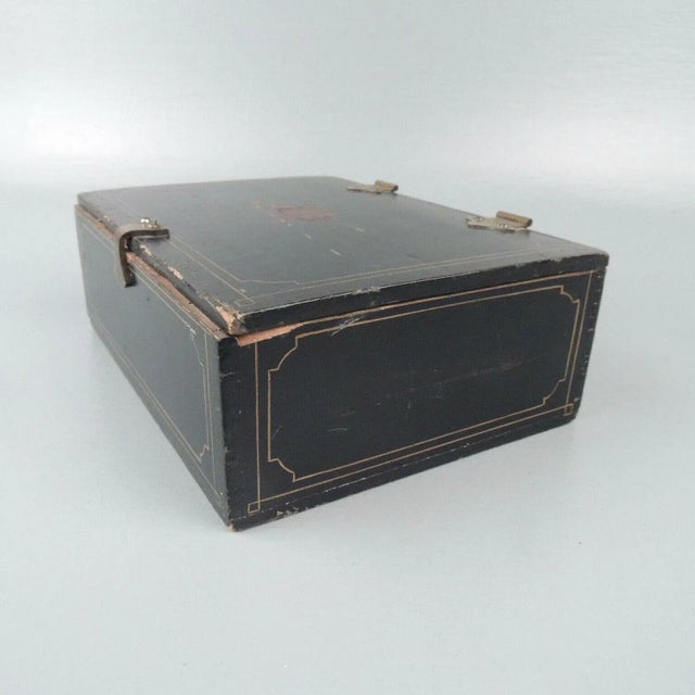 Black Antique Painted Folk Art Lift-Lid Wooden Box For Sale - Image 8 of 13