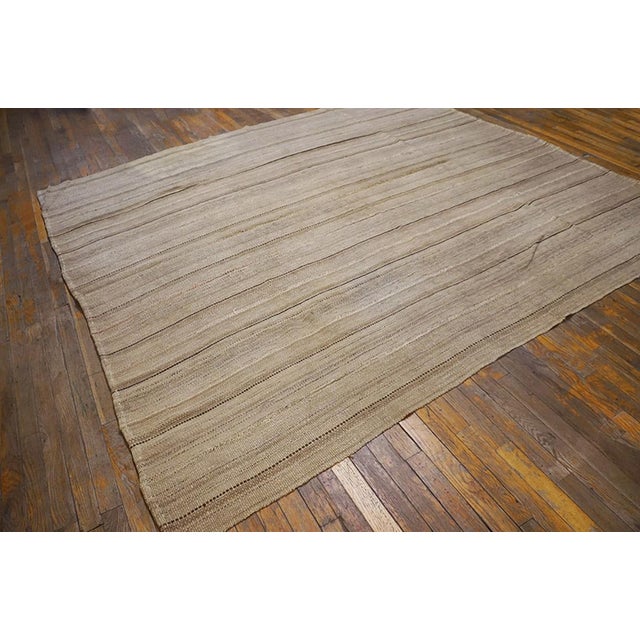 1950s Multibrown Stripe Modern Vintage Kilim n.w. Persian Rug 7'7" X 8'4" Flatweave Wool Carpet For Sale - Image 4 of 4