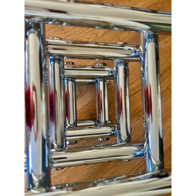 Chrome 1970s Postmodern Chrome & Smoked Glass Three-Tier Étagère, in the Style of Pace Collection For Sale - Image 8 of 10