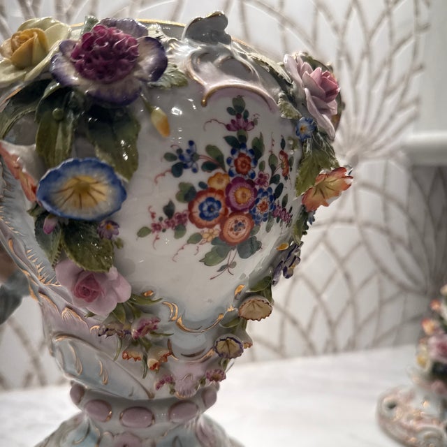 Gold 19th Century Dresden Porcelain Lidded Vase For Sale - Image 8 of 12