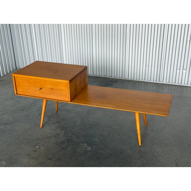 1950s Early Paul McCobb Planner Group Bench Coffee Table With Cabinet Drawer - Restored For Sale - Image 11 of 12