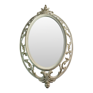 1962 Syroco Gold Oval Acrylic Mirror Cream Gold French Provincial