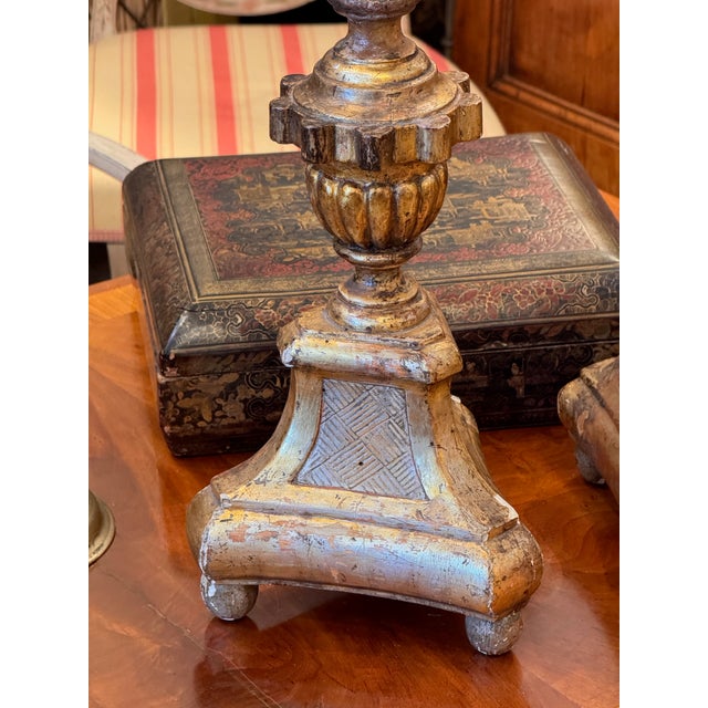 19th Century Silver Gilt Candlesticks For Sale - Image 4 of 16