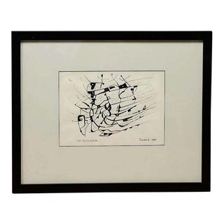 Black & White Monochromatic Abstract Watercolour #2 by Carl Lewis Pappe For Sale