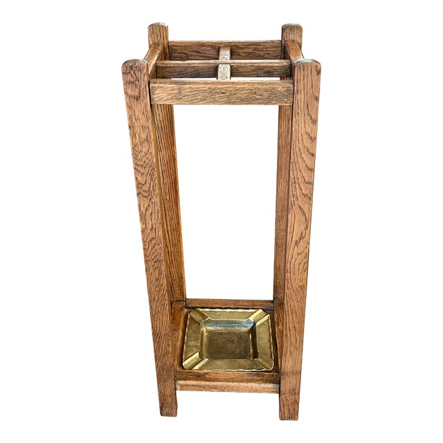 Antique Mission Oak Umbrella and Cane Stand For Sale