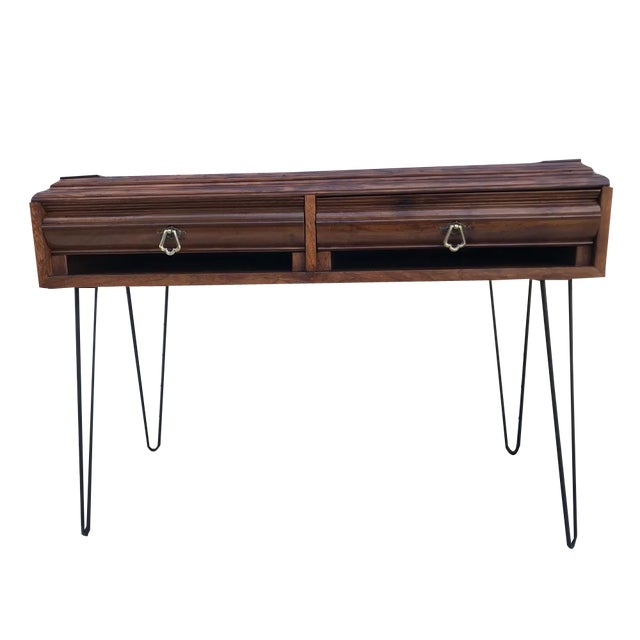 Walnut & Metal Desk For Sale