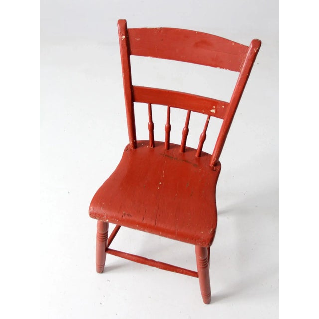 Antique Painted Primitive Plank Seat Chair Chairish