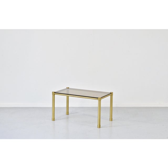 Mid-Century Modern Tubular Brass and Smoked Glass Coffee Table, 1960s For Sale - Image 3 of 9