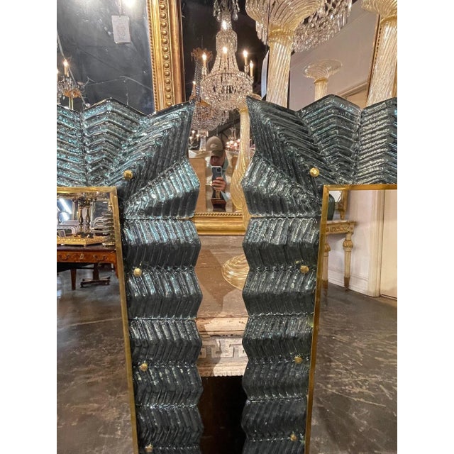 Murano Modern Murano Glass & Brass Mirrors For Sale - Image 4 of 8