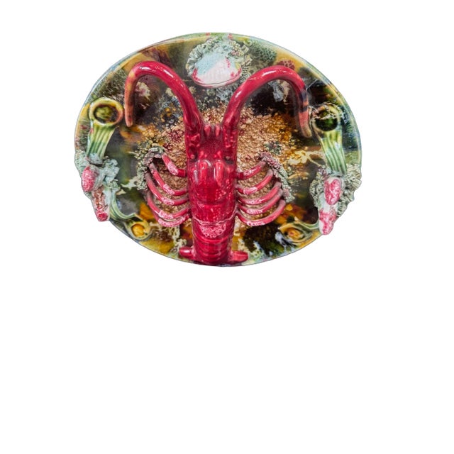 Figurative Antique Majolica Palissy Lobster Plate For Sale - Image 3 of 6