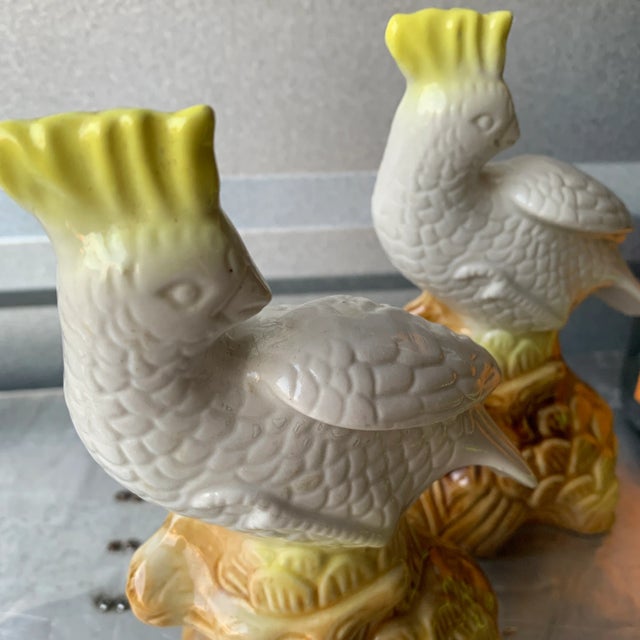Coastal 1990s Brazilian Colorful Ceramic Bird Figurines- a Pair For Sale - Image 3 of 9