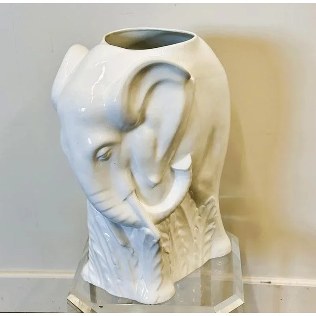 Vintage White Ceramic Elephant Umbrella Stand, 1970s For Sale - Image 12 of 12